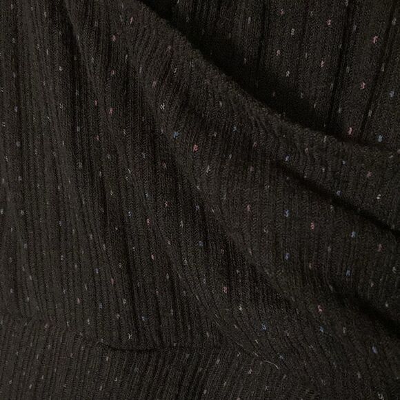 Modcloth Black Long Sleeve Polka Dot Knit Sweater Knee Length V-neck Dress Sz L - Picture 6 of 11